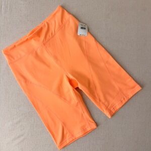 Free People FP Movement High Rise Biker Shorts Neon Orange Medium NWT